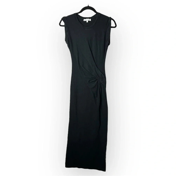 IRO Cotton Sleeveless Ruched Maxi Dress in Black - Picture 1 of 7
